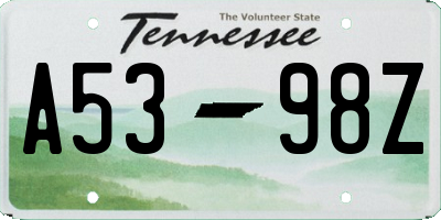 TN license plate A5398Z