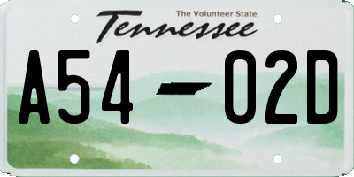 TN license plate A5402D