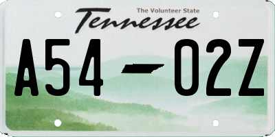 TN license plate A5402Z