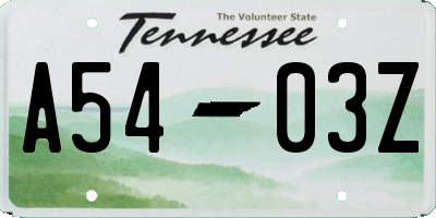 TN license plate A5403Z