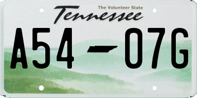 TN license plate A5407G