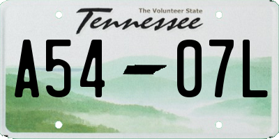 TN license plate A5407L