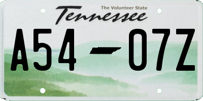 TN license plate A5407Z