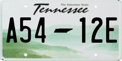 TN license plate A5412E