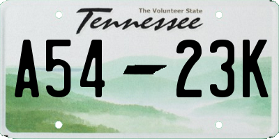 TN license plate A5423K