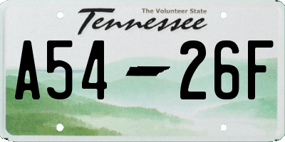 TN license plate A5426F
