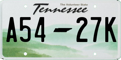 TN license plate A5427K