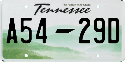 TN license plate A5429D