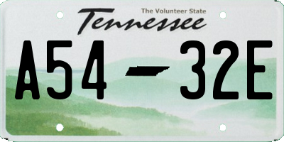 TN license plate A5432E
