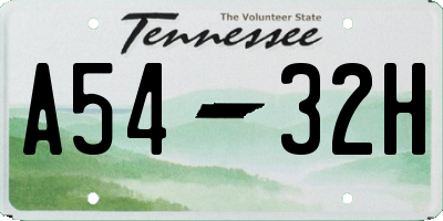 TN license plate A5432H