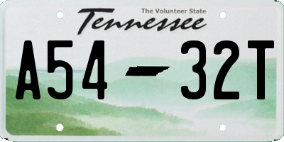 TN license plate A5432T