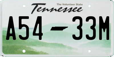 TN license plate A5433M
