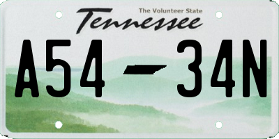 TN license plate A5434N