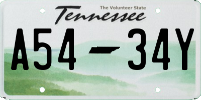 TN license plate A5434Y