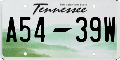 TN license plate A5439W