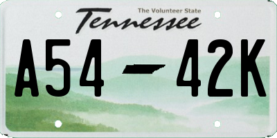 TN license plate A5442K
