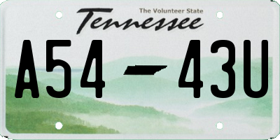 TN license plate A5443U