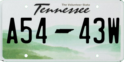 TN license plate A5443W