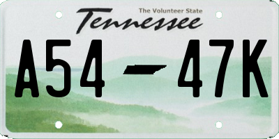 TN license plate A5447K