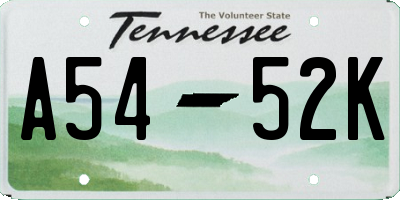 TN license plate A5452K