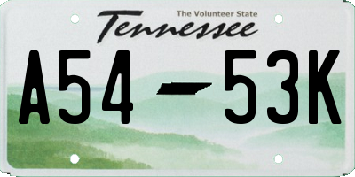 TN license plate A5453K