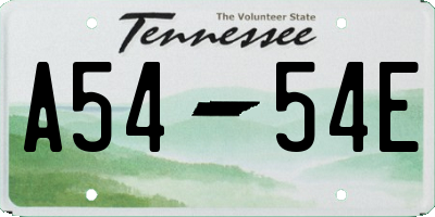 TN license plate A5454E