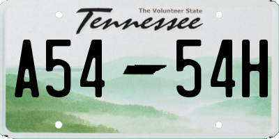 TN license plate A5454H