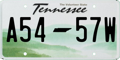 TN license plate A5457W