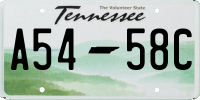 TN license plate A5458C