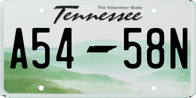 TN license plate A5458N