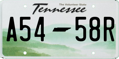 TN license plate A5458R