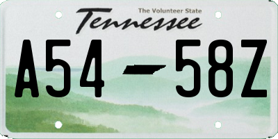 TN license plate A5458Z