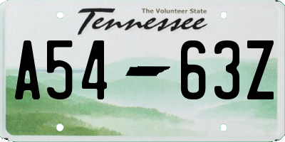 TN license plate A5463Z