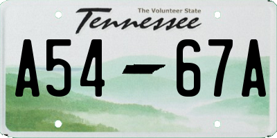 TN license plate A5467A