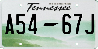 TN license plate A5467J