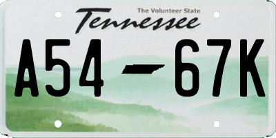 TN license plate A5467K