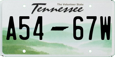 TN license plate A5467W