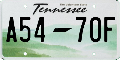 TN license plate A5470F
