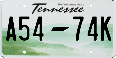TN license plate A5474K