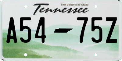 TN license plate A5475Z