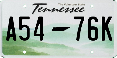 TN license plate A5476K