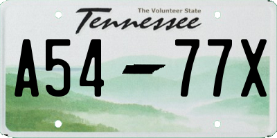 TN license plate A5477X