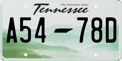 TN license plate A5478D