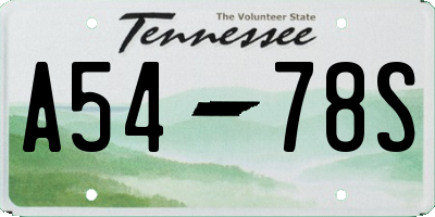 TN license plate A5478S