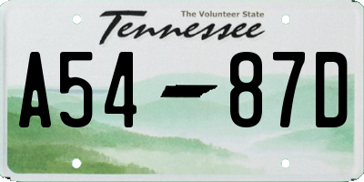 TN license plate A5487D