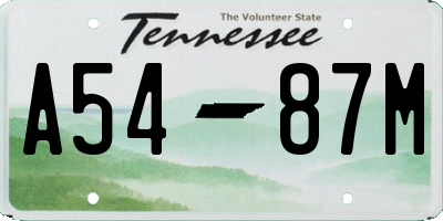 TN license plate A5487M