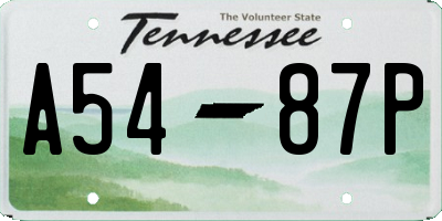 TN license plate A5487P