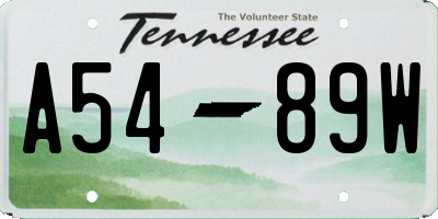 TN license plate A5489W