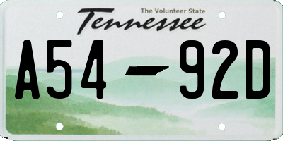 TN license plate A5492D