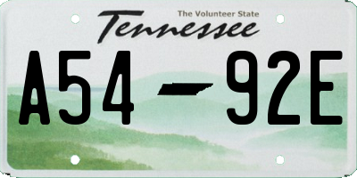 TN license plate A5492E